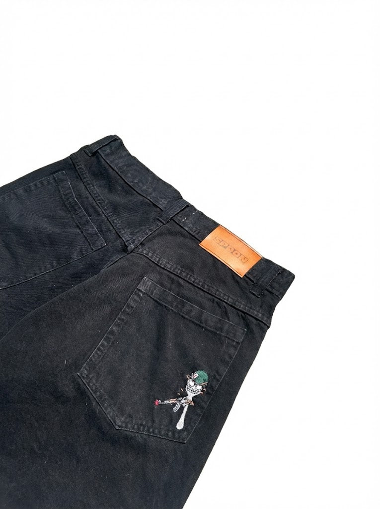 war denim jorts (black)
