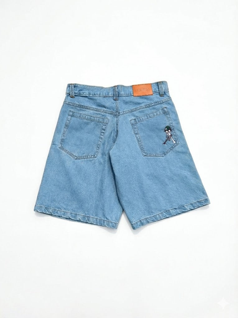 war denim jorts (light blue)